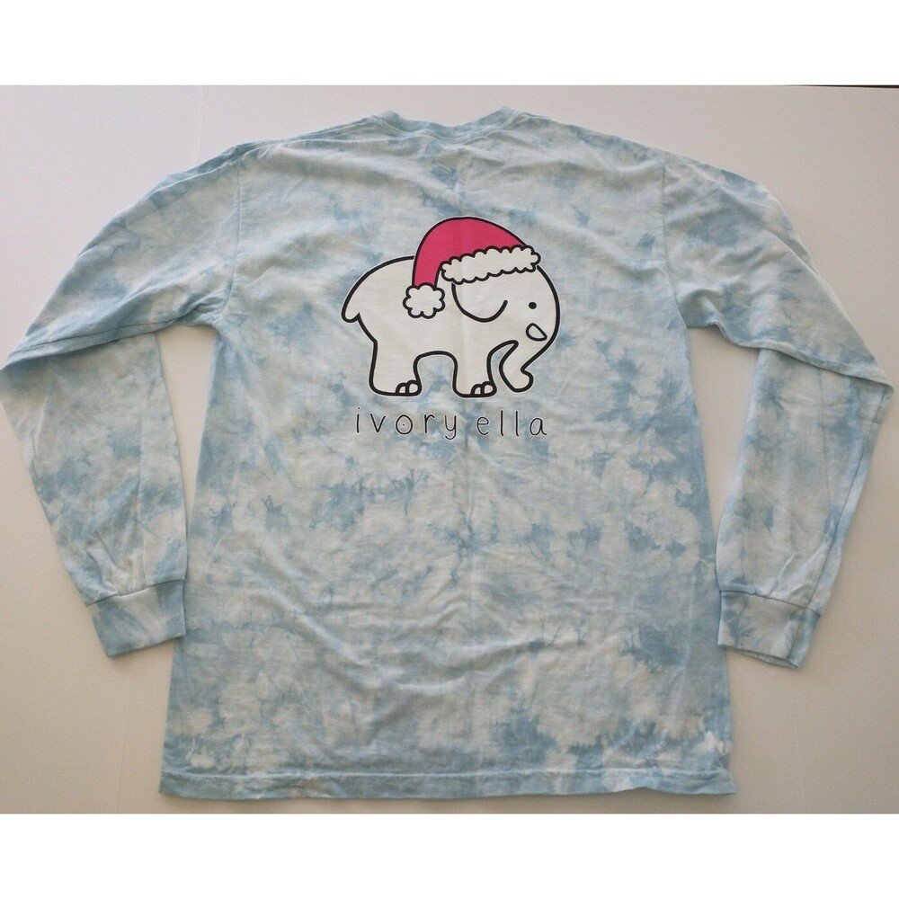 Ivory Ella Christmas Santa Hat Tie Dye Sz M Long Sleeve T-Shirt Holiday (16)